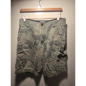 Fox Racing Mens Camo Cargo Shorts Green Brown Outdoors Casual 32 Y2K 2000s heavy